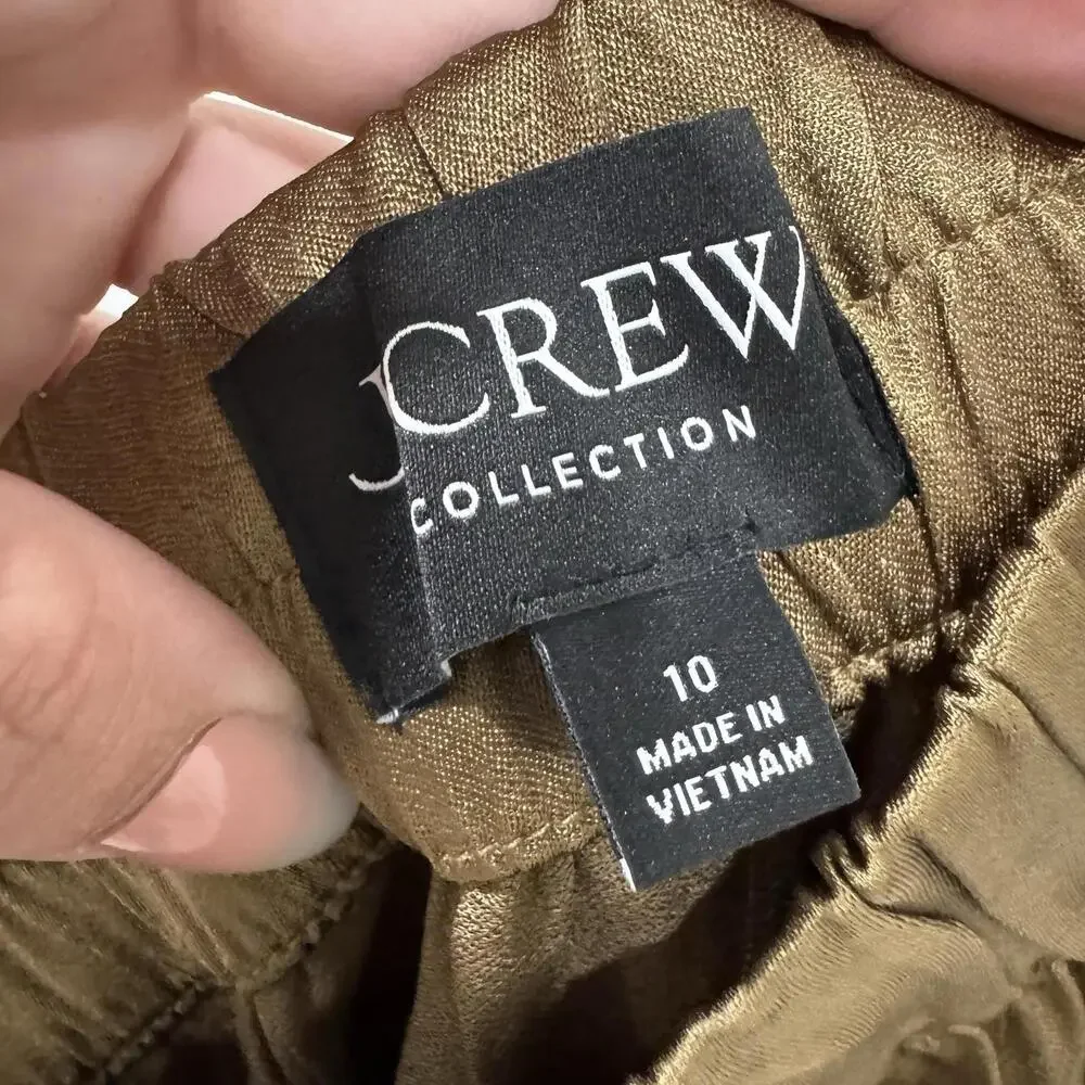 NWT J.Crew Collection Astrid wide-leg pull-on pant luster crepe Earth‎ Brown 10 - Picture 7 of 12